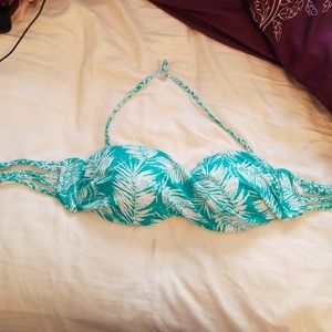 Teal flowery bandeau with removable strap
